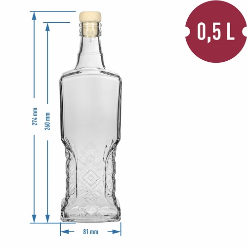 Kredenční láhev 500 ml s korkovou zátkou - 5