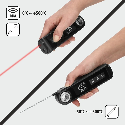 Kuchyňský infračervený teploměr, kompaktní, se skládací sondou - 6