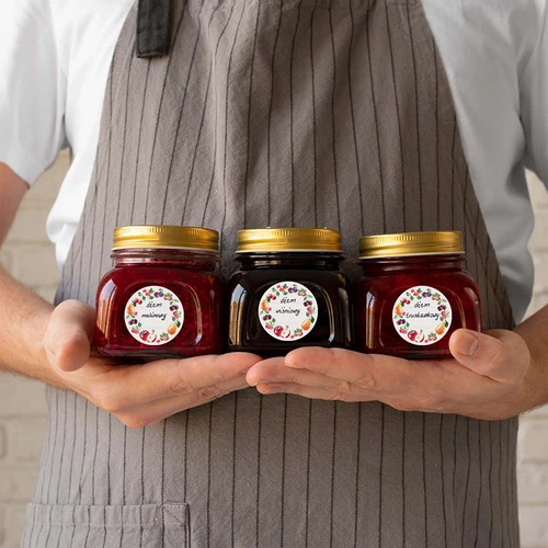 Kulaté etikety fi 50mm na víčka/sklenice - 20ks - 8