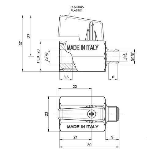 Kulový ventil 1/8 palce - 3