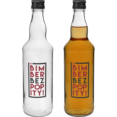 Láhev 0,5 L s uzávěrem a dvoubarevným potiskem Bimber Bez Popity - 4 ks. - 6