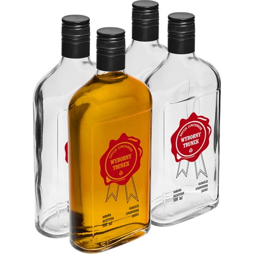 Láhev 0,5 L s uzávěrem a dvoubarevným potiskem Vyborný Trunek - 4 ks