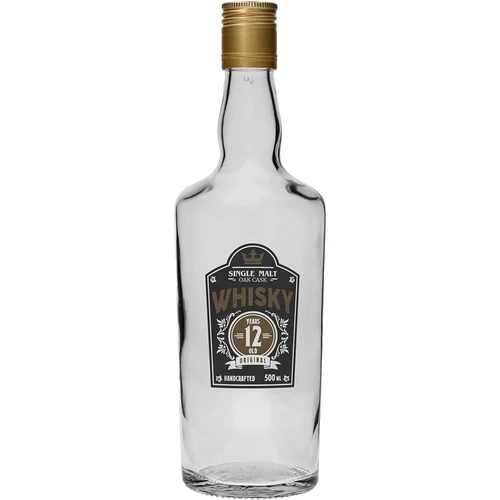 Láhev 0,5 L s uzávěrem a dvoubarevným potiskem Whisky - 4 ks - 3