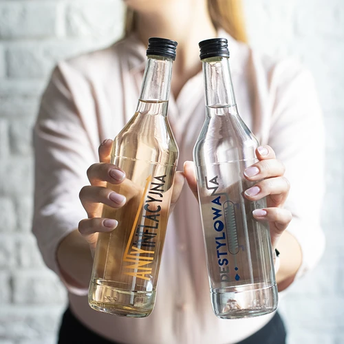 Láhev 0,5 L s uzávěrem a potiskem Destilovaná - 4 ks. - 9