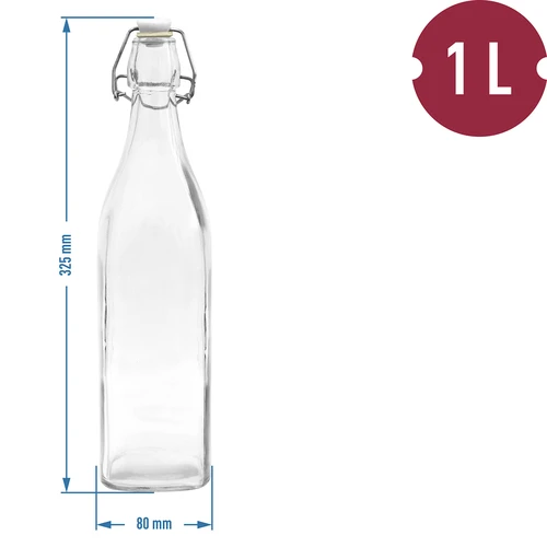 Láhev 1 l s hermetickým uzávěrem – hranatá - 2