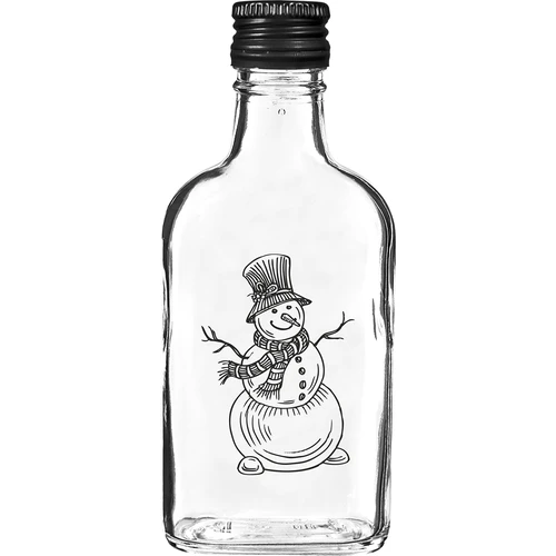 Láhev – placatka 200 ml se šroubovacím uzávěrem, potisk „Sněhulák”, 1 ks