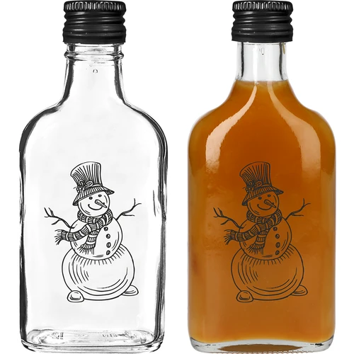 Láhev – placatka 200 ml se šroubovacím uzávěrem, potisk „Sněhulák”, 1 ks - 2