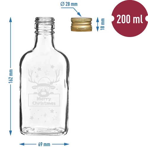 Láhev 200 ml se šroubovacím uzávěrem, vánoční potisk Sob, 6 ks. - 5