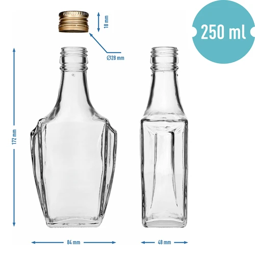 Láhev Art Deco 250ml se šroubovacím uzávěrem fi28 - 6