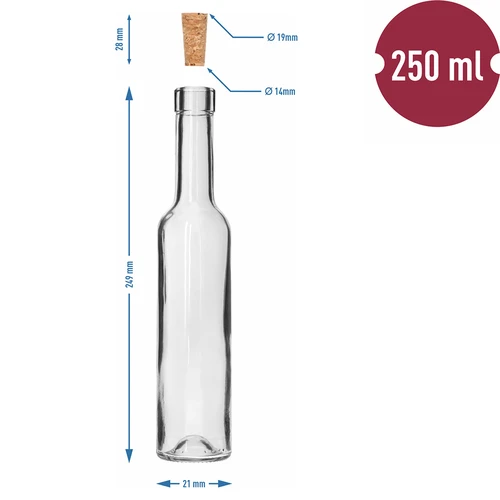 Láhev BELISSIMO 250 ml, s přírodním korkem, 1 ks. - 5