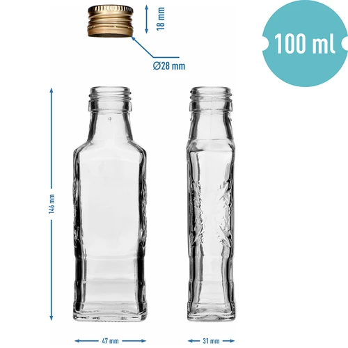 Láhev Flora 100 ml se šroubovacím uzávěrem fi28, 8 ks. - 7