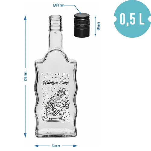 Láhev Klasztorna 500 ml se šroubovacím uzávěrem, potisk „Santa“, 1 ks - 5