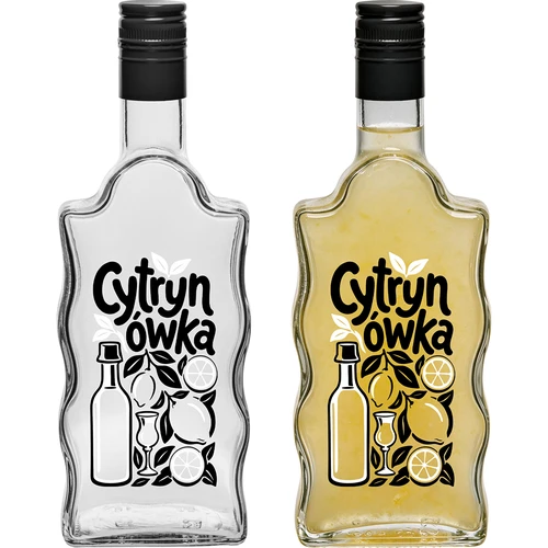 Láhev Klasztorna 500 ml se šroubovacím uzávěrem a potiskem „Cytrynówka“, vzor 1 - 3