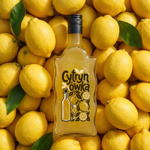 Láhev Klasztorna 500 ml se šroubovacím uzávěrem a potiskem „Cytrynówka“, vzor 1 - 6