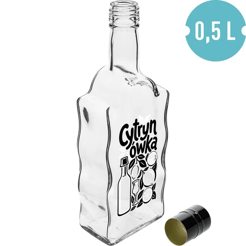 Láhev Klasztorna 500 ml se šroubovacím uzávěrem a potiskem „Cytrynówka“, vzor 1 - 2