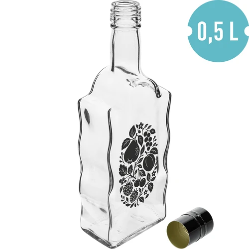 Láhev Klasztorna 500 ml se šroubovacím uzávěrem a potiskem „Ovoce“, vzor 1 - 2