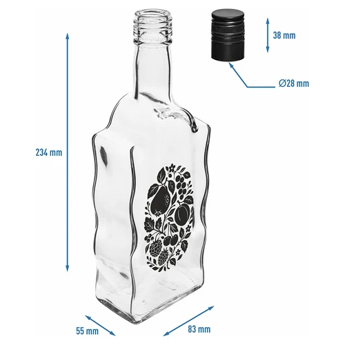 Láhev Klasztorna 500 ml se šroubovacím uzávěrem a potiskem „Ovoce“, vzor 1 - 5