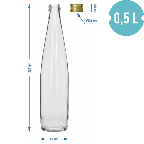 Láhev Klubová 500 ml se zlatým uzávěrem, sada 6 ks. - 7