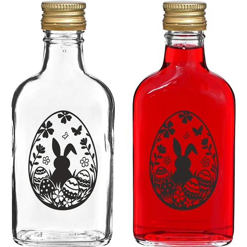 Láhev placatka 200 ml se šroubovacím uzávěrem, potisk „Velikonoční kraslice“, 1 ks