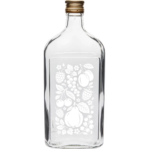 Láhev placatka 500 ml se šroubovacím uzávěrem a potiskem „Ovoce”, vzor 2