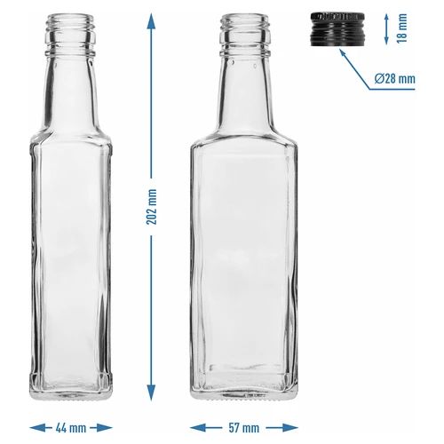 Láhev Receptura 250 ml, s černým uzávěrem, 1 ks - 6