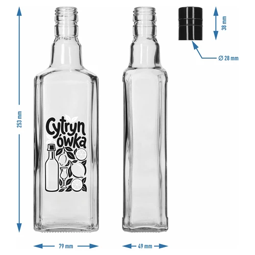 Láhev Tynktura 500 ml s potiskem „Cytrynówka” a šroubovacím uzávěrem - 5