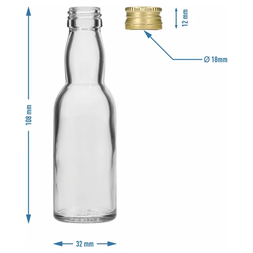 Lahvička „Maluch” se zlatým šroubovacím víčkem, 40 ml, 10 ks - 8