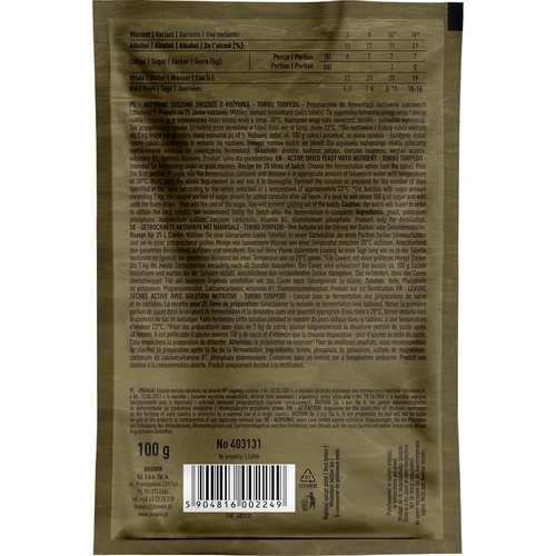 Lihovarské kvasnice Turbo Torpedo 5-7 dní 21% 100g - 2