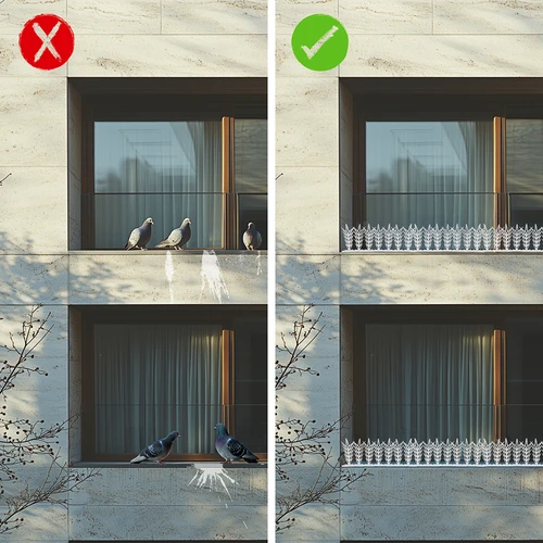 Lišty s hroty odpuzující ptáky, ozdobné, bílé - z plastu, 6 ks - 7