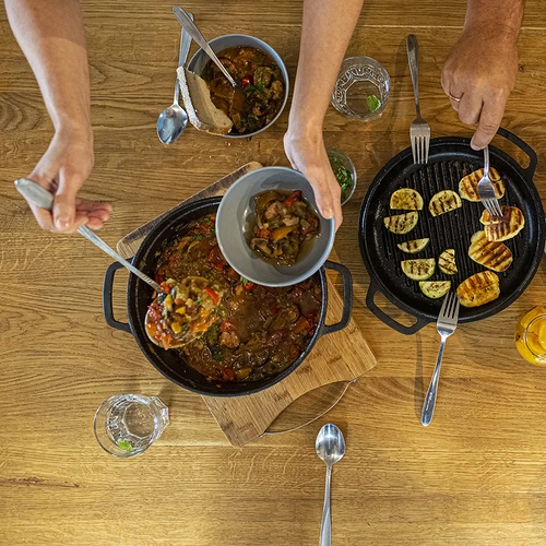 Litinový hrnec s pánví, 5 L + 1 L - 17