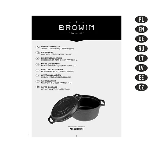 Litinový hrnec s pánví, 5 L + 1 L - 12