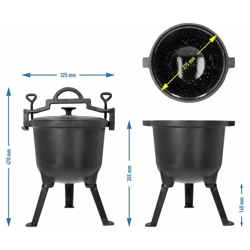 Litinový lovecký kotlík se smaltovaným vnitřkem, 8 L - 5