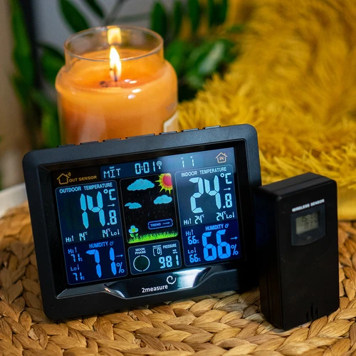 Meteorologická stanice RCC, DCF – elektronická, podsvícená, bezdrátová, senzor, černá - 13