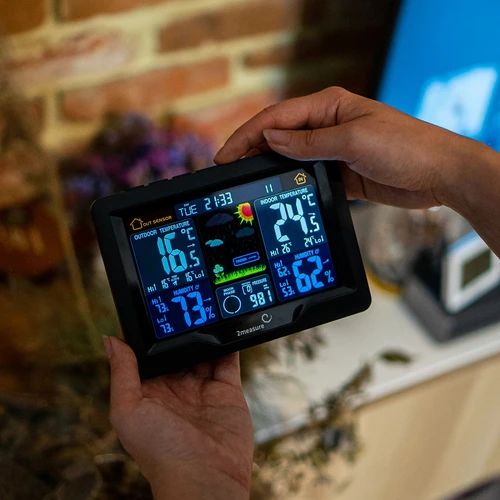 Meteorologická stanice RCC, DCF – elektronická, podsvícená, bezdrátová, senzor, černá - 14