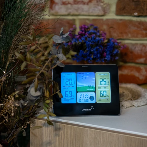 Meteorologická stanice RCC – elektronická, podsvícená, bezdrátová, senzor, černá - 12