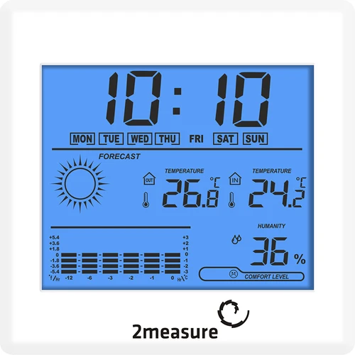 Meteostanice – elektronická, podsvícená, sonda, bílá - 2