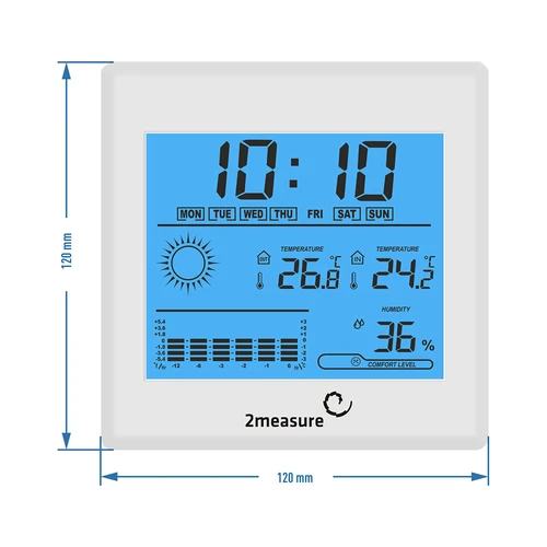 Meteostanice – elektronická, podsvícená, sonda, bílá - 7