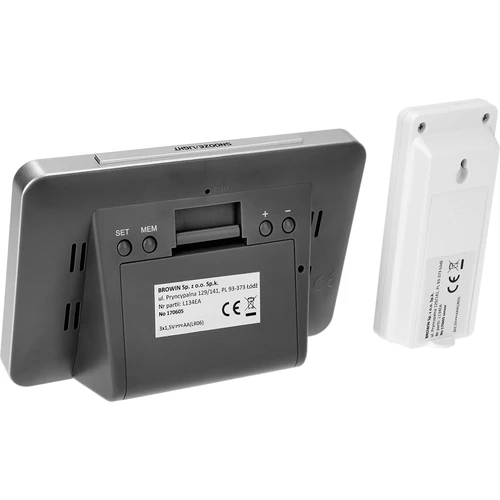 Meteostanice RCC – elektronická, bezdrátová, podsvícený senzor, černá - 7