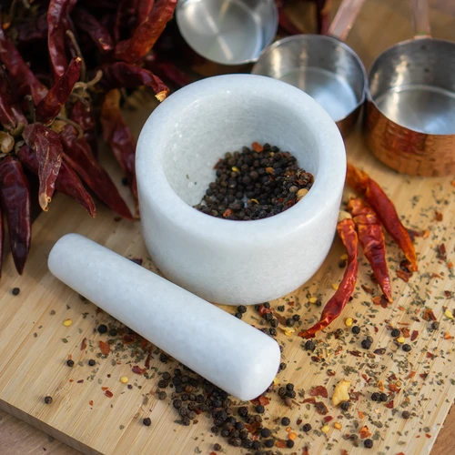 Mramorový kuchyňský hmoždíř, bílý, fi 10 cm - 11