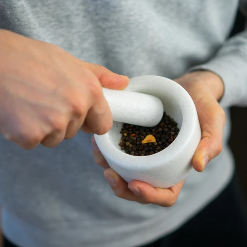 Mramorový kuchyňský hmoždíř, bílý, fi 10 cm - 13