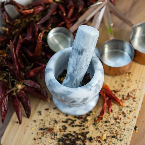 Mramorový kuchyňský hmoždíř, šedý, fi 10,5 cm - 11