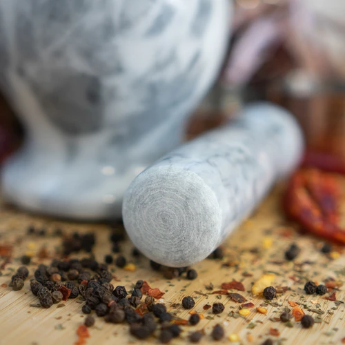 Mramorový kuchyňský hmoždíř, šedý, fi 10,5 cm - 12