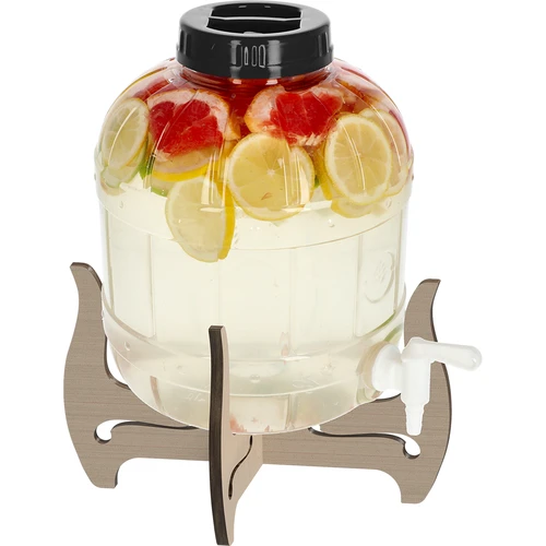 Nerozbitná sklenice 8L s kohoutkem a oboustranným, dřevěným stojanem - 3