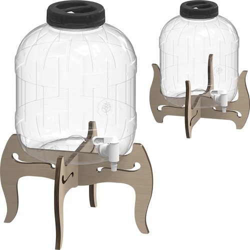 Nerozbitná sklenice 8L s kohoutkem a oboustranným, dřevěným stojanem - 5