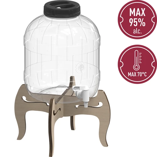 Nerozbitná sklenice 8L s kohoutkem a oboustranným, dřevěným stojanem - 6