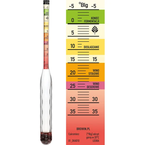 Nerozbitný cukroměr s trubičkou, rozsah měření: -5-35°Blg - 3