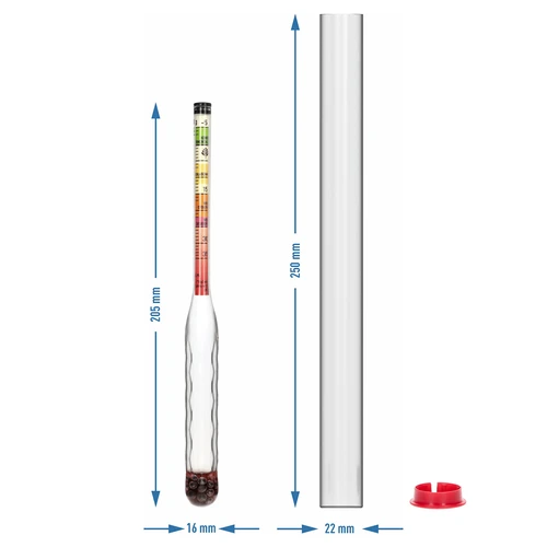 Nerozbitný cukroměr se zkumavkou, rozsah měření: -5-35 °Blg - 5