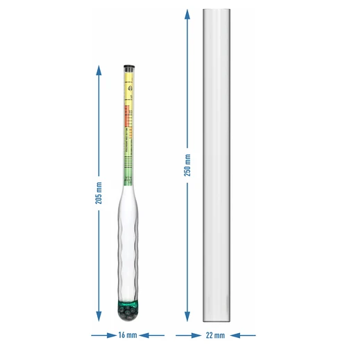 Nerozbitný soloměr s trubičkou, rozsah měření: 0-300 g soli/L - 4
