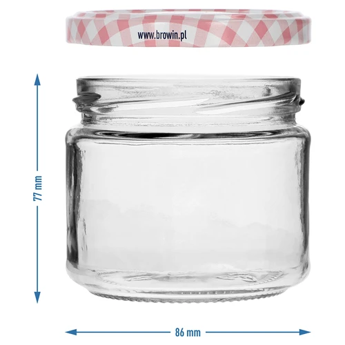 Nízká sklenice 330ml - s barevným víčkem fi 82/6, 6ks. - 7