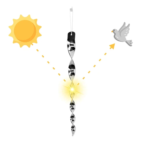 Odpuzovač ptáků – reflexní spirály ve stříbrné barvě, 6 kusů - 3